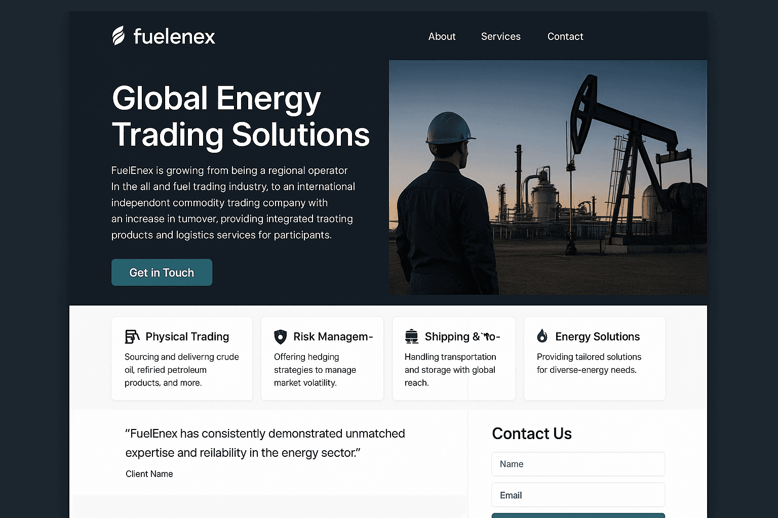 fuelenex.com website mockup
